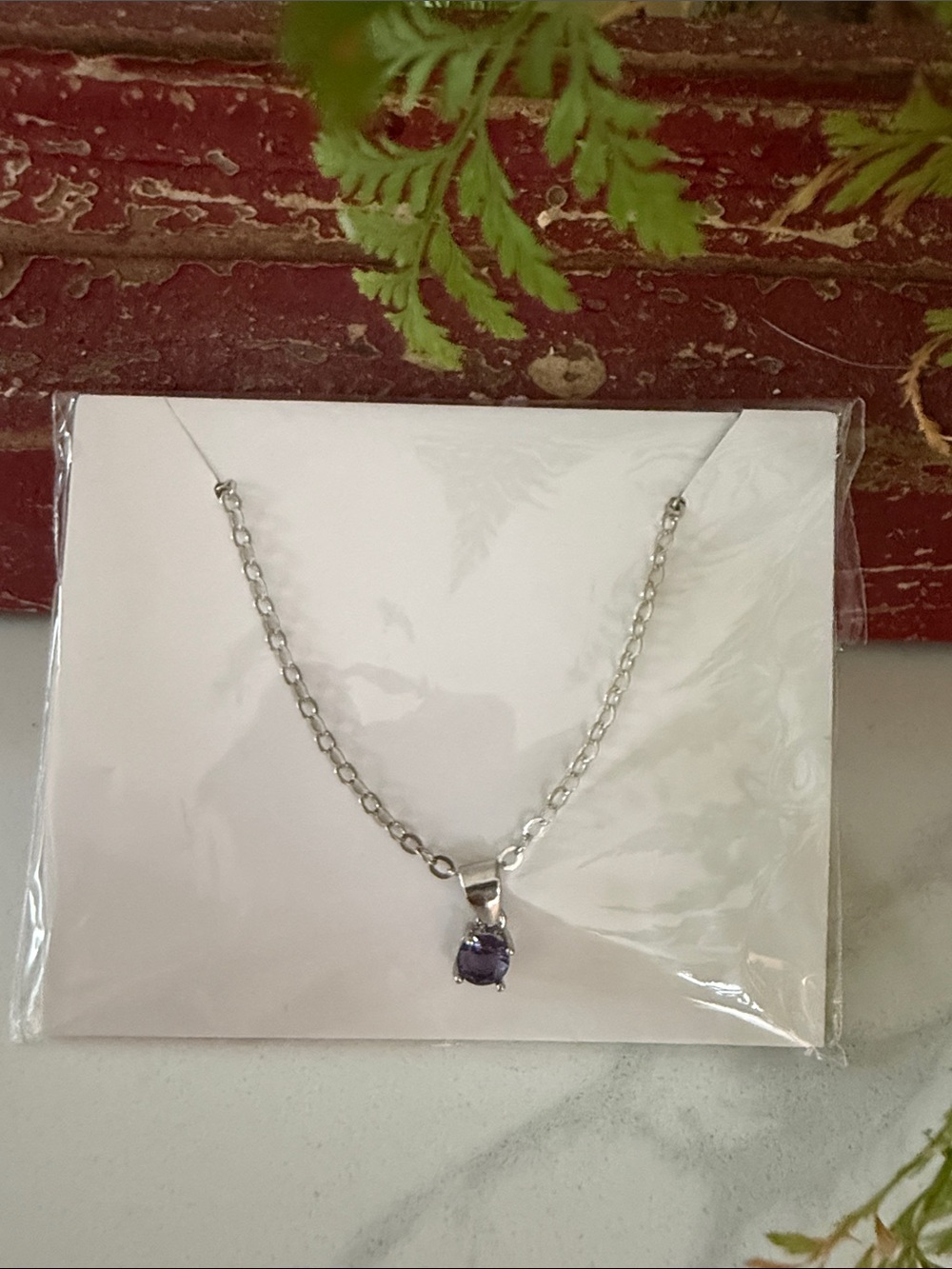 Silver Necklace with Blue Stone Pendant